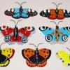 Fused Butterflies: Set 2 - These are based on photos of real butterflies. The top 2 are called leopard lacewings, middle 2 are peacock butterflies, not sure of the bottom 3. Each are between 3" to 4" wide.