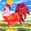 Rooster: 6"x6" fused glass mosaic.