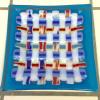 Basket Weave Plate: 8"x8" fused glass plate with inlocking glass strips.