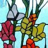 Calla Lily Leaded glass window (15"x32").