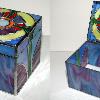 5"x5"x5" stained glass box with lipped cover. Includes special 3-section tube hinge for the cover.