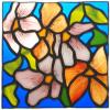 Clematis Quilt Square:
6"x6" stained glass community quilt square for the 2014 ASGLA stained glass lamps calendar.