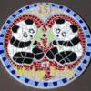 Panda Tabletop (18" diameter). Glass and tile on wood. Made for our 25th Anniversary.