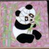 Panda Trivet (8" square). Glass on wood. Goes with the Panda tabletop.