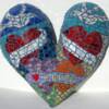 Mosaic Valentine Heart (14"x13"). Glass on concrete, sytrofoam & fiberglass substrate.
