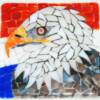 Bald Eagle Fused Mosaic: 6"x6" fused mosaic using stained glass and powdered frit.