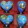 Table-top mini-heart globe. One of 15 mosaic hearts made for Institute of Mosaic Art to support the S.F. General Hospital Foundation.